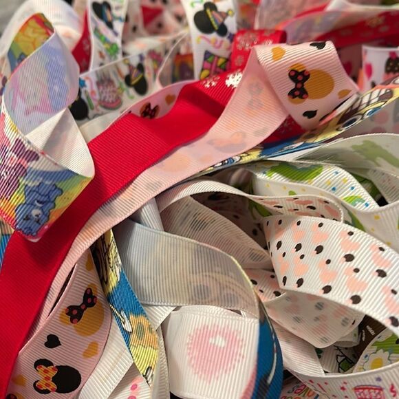 20 yards of 1-yard cut random ribbons NEW printed grosgrain 7/8” 1” bows variety - Picture 7 of 16